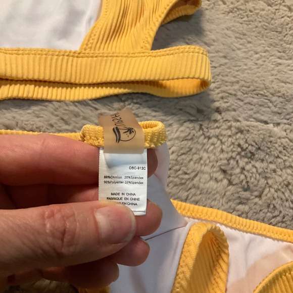 Cupshe Bikini Size Medium Orange Ribbed Side Cut Outs Swimsuit - Picture 6 of 7